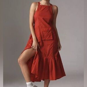 Anthropologie “Daily Practice” nylon Midi Dress- Red- NWT-XS